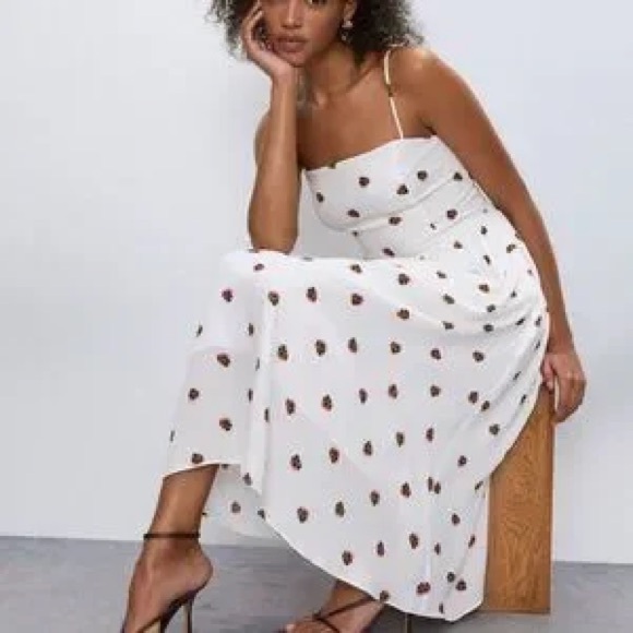 Aritzia Babaton Noel white Floral Midi Dress size 2 - Picture 3 of 13